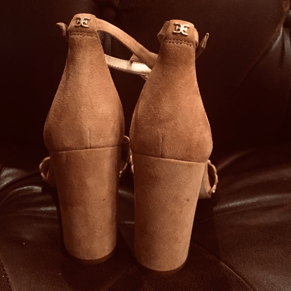 Sam Edelman Tan Studded Suede Block Heel Sandals - Picture 5 of 7